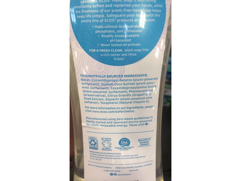 ECOS Hand Soap, Free & Clear, 1.7 fl oz/503 mL