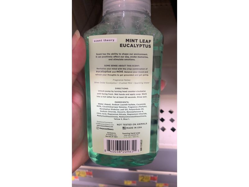 Scent Theory Foaming Hand Soap, Mint Leaf Eucalyptus, 11 fl oz/325 mL