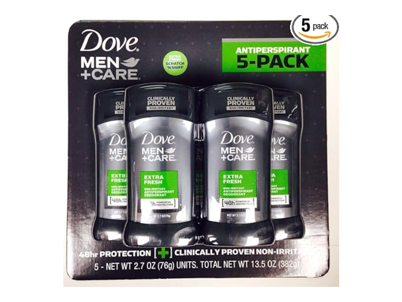 Dove Men Care Deodorant, Extra Fresh, 2.7 oz/382 g, Pack Of 5
