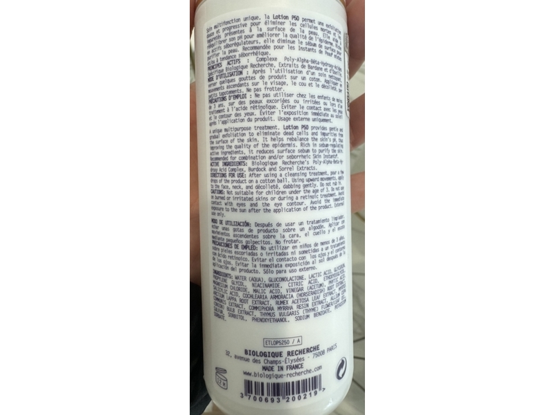 Biologique Recherche Lotion P50 Phase D' Initialization Exfoliating & Purifying Lotion, 1.7 fl oz/50 mL