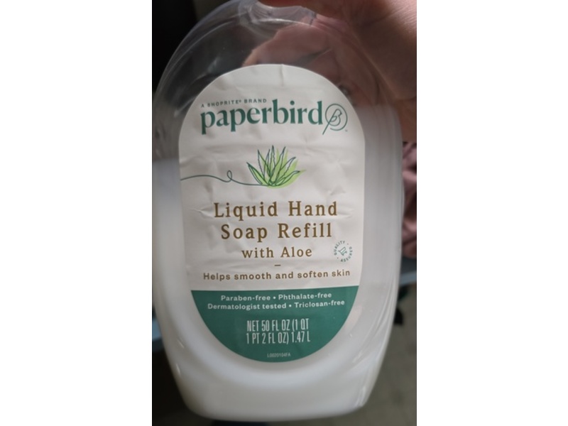 Paperbird Liquid Hand Soap Refill, Aloe, 50 fl oz/1.47 L