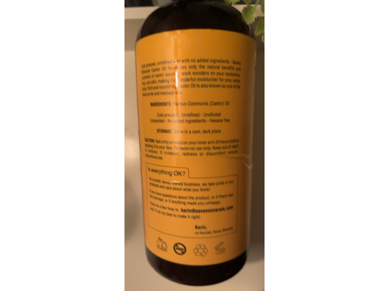 Seven Minerals Pure Cold Pressed Castor Oil, 32 fl oz/950 mL