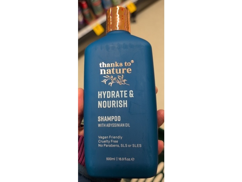 Thanks To Nature Hydrate & Nourish Shampoo, Abyssinian Oil, 16.9 fl oz/500 mL
