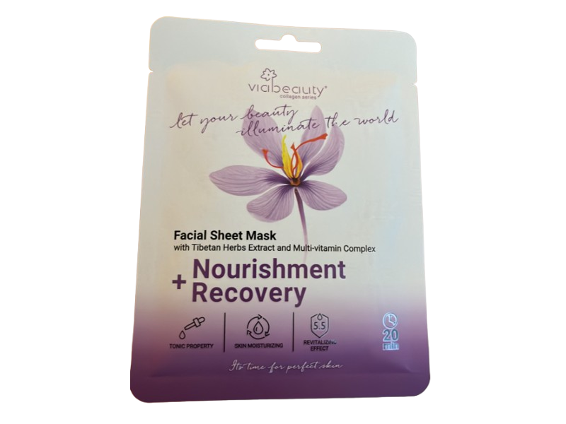 Viabeauty Nourishment + Recovery Facial Sheet Mask, Tibetan Herbs Extract, 22 g, 1 Count