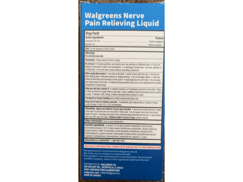 Walgreens Nerve Pain Relieving Roll-On, 2.5 fl oz/74 mL