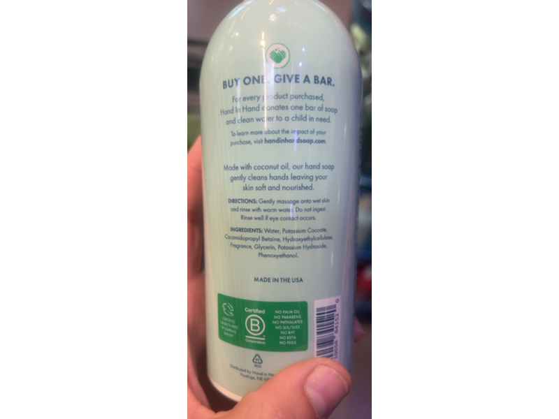 Hand In Hand Liquid Hand Soap, Fresh Snow, 10 fl oz/296 mL