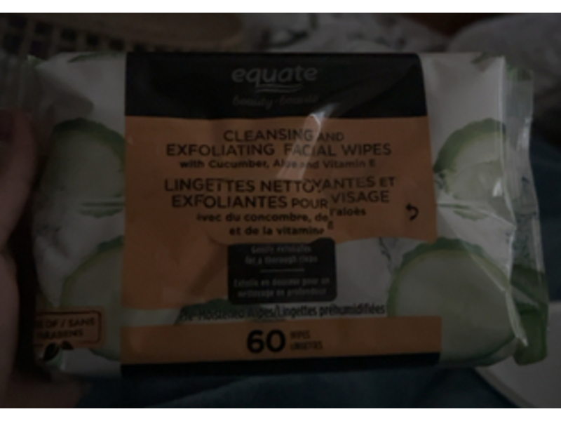 Equate Cleansing & Exfoliating Facial Wipes, Cucumber, Aloe & Vitamin E, 60 Count