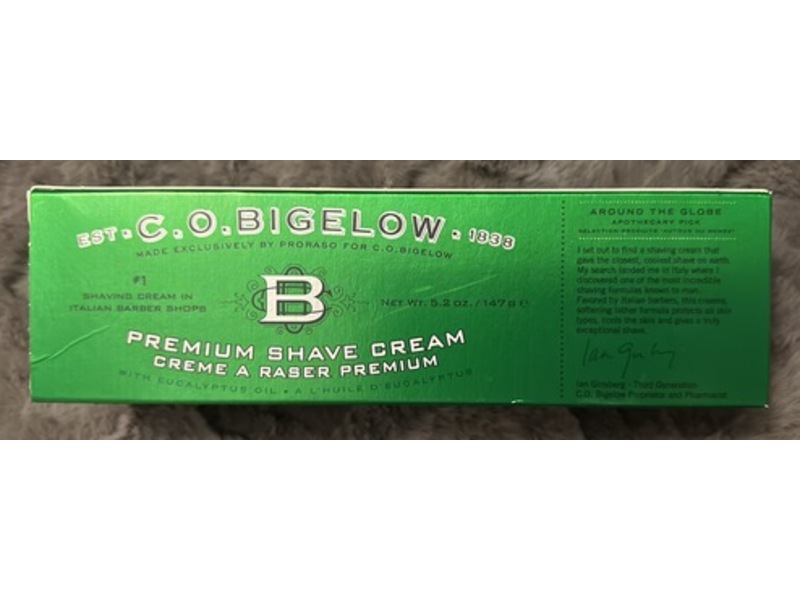 C.O. Bigelow Premium Shaving Cream, 5.2 oz/147 g