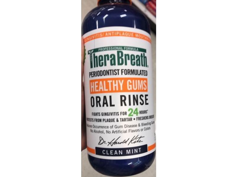 TheraBreath Healthy Gums Oral Rinse, Clean Mint, 33.8 fl oz / 1 L
