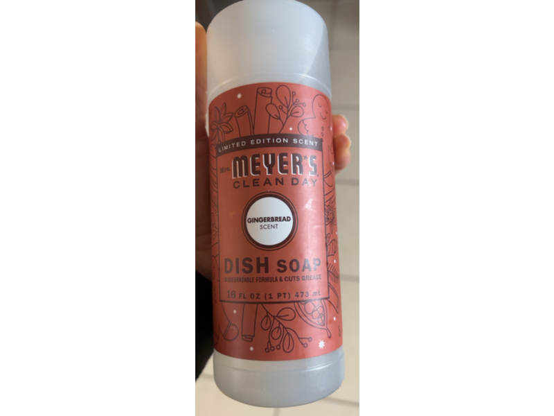 Mrs. Meyer's Clean Day Dish Soap, Gingerbread, 16 fl oz/473 mL