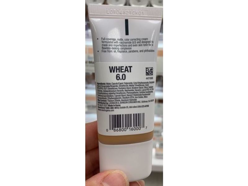 Neutrogena Flawless Matte CC Cream Clear Coverage, Niacinamide (b3), 6.0 Wheat, 1 fl oz/28 g