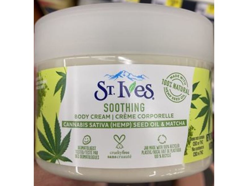 St. Ives Soothing Body Cream, Cannabis Sativa (Hemp) Seed Oil & Matcha, 10 oz/283 g