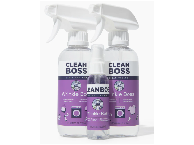 Clean Boss Wrinkle Boss Wrinkle Release Spray, 2 Pack + Mini Travel Size