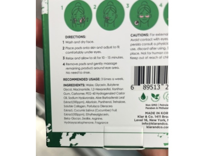 Clear Beauty Hydrating Under Eye Pads, Cucumber & Aloe, 0.88 oz/25 g, 5 Pairs