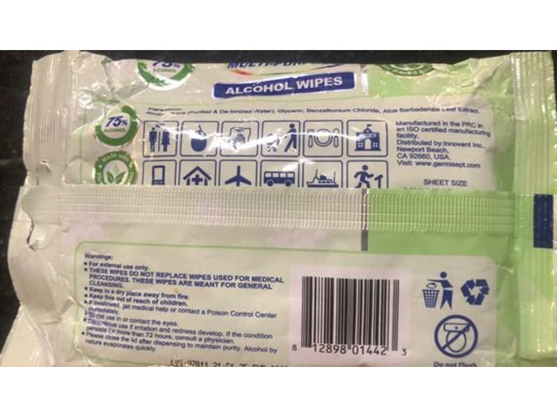 Germisept Multipurpose Alcohol Wipes, 15 Count