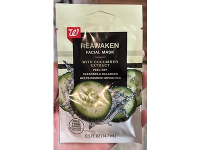 Walgreens Reawaken Facial Mask, Cucumber, 0.5 fl oz/14.7 mL
