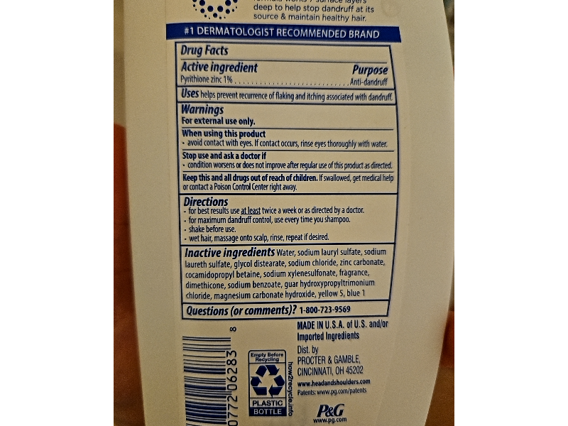 Head & Shoulders Dandruff Shampoo, Green Apple, 12.5 fl oz/370 mL