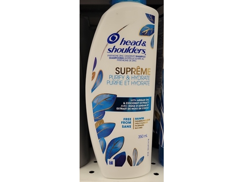 Head & Shoulders Supreme Purify & Hydrate Dandruff Shampoo, Argan Oil & Coconut Oil, 350 mL