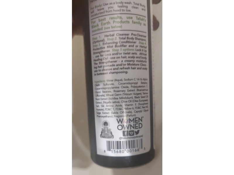 Taliah Waajid Black Earth Products Total Body Black Earth Shampoo, 8 fl oz/237 mL