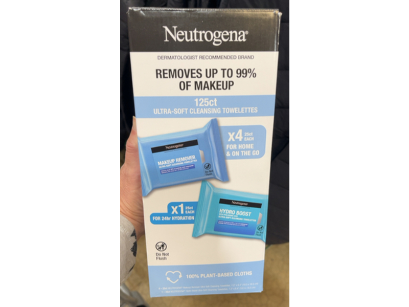 Neutrogena Makeup Remover & Hydro Boost Ultra-Soft Cleansing Towelettes, 125 Count