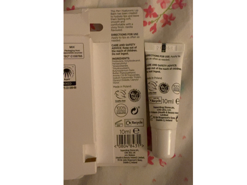 Superdrug Me+ Moisturise Lip Balm, Hyaluronic, 10 mL