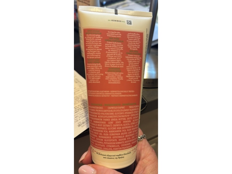 Korres Pure Greek Olive Body Cream, Honey Pear, 6.76 fl oz/200 mL