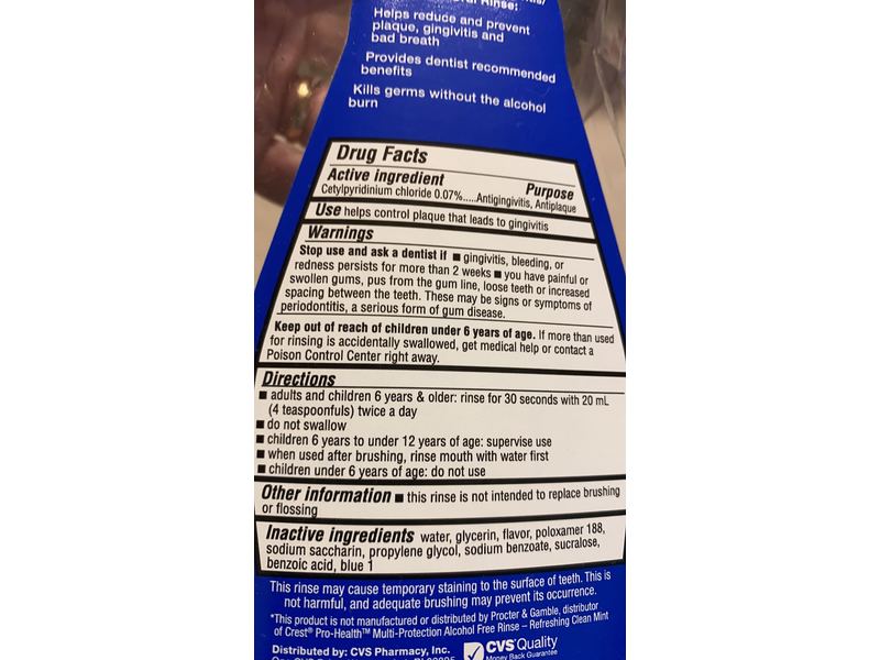 CVS Health Multi-Action Antiseptic Oral Rinse, Fresh Mint, 33.8 fl oz (1 L)