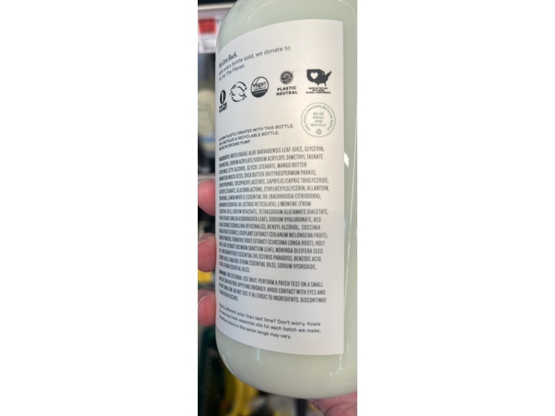 Koala Eco Hand & Body Lotion, Mandarin Lemon & Pink Grapefruit, 16.9 fl oz/500 mL