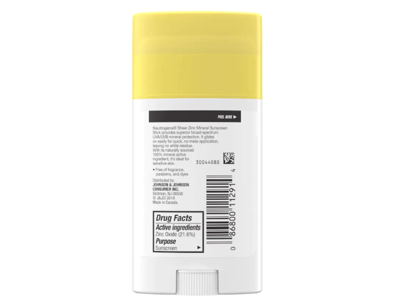 Neutrogena Sheer Zinc Mineral Sunscreen Stick, SPF 50+, 1.5 oz/42 g