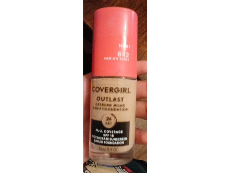 Covergirl Outlast Extreme Wear 3-In-1 Foundation, SPF 18, 842 Medium Beige, 1 fl oz/30 mL