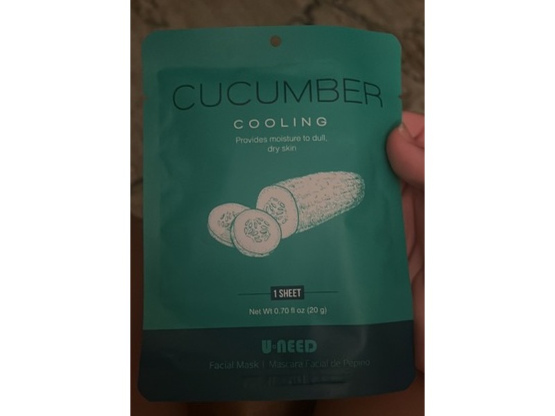 Uneed Cucumber Cooling Facial Mask, 0.70 fl oz/20 g