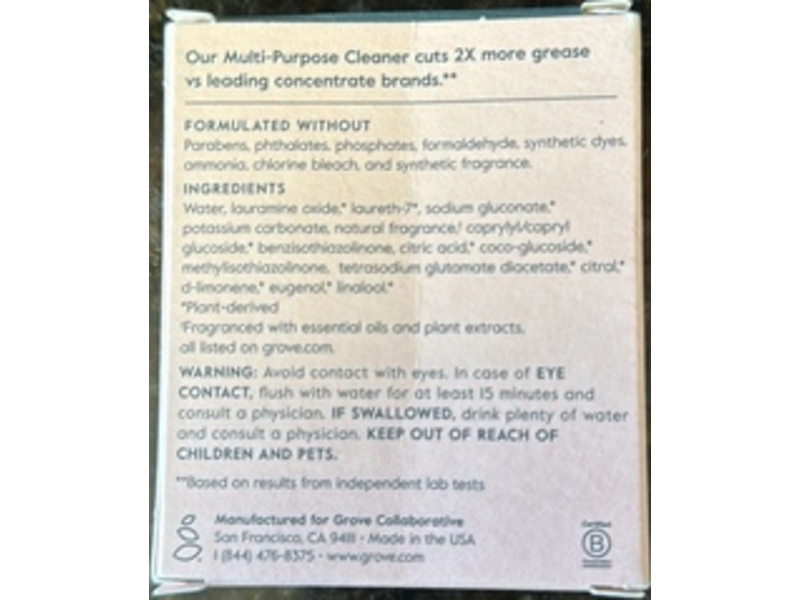 Grove Co. Multi Purpose Cleanser, Island Orchid, 1 fl oz/30 mL, Pack Of 2