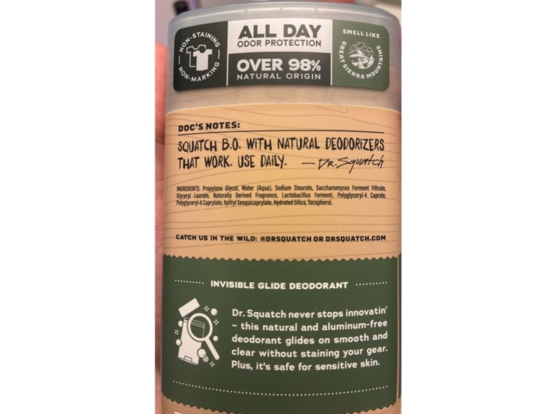 Dr. Squatch Invisible Glide Deodorant, Sierra Storm, 2.65 oz/75 g