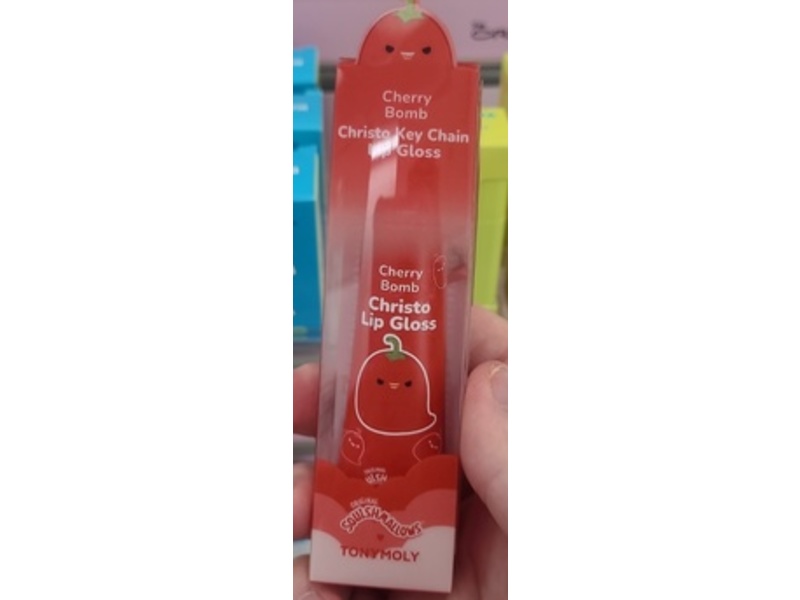 Tonymoly x Squishmallows Key Chain Lip Gloss, Christo Cherry Bomb, 0.38 oz/11 g