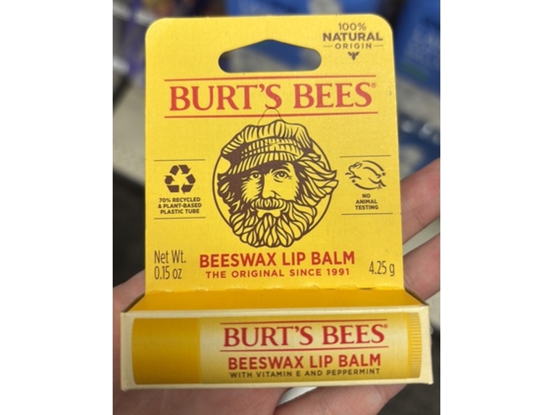 Burt's Bees Beeswax Lip Balm, Vitamin E & Peppermint, 0.15 oz /4.25 g