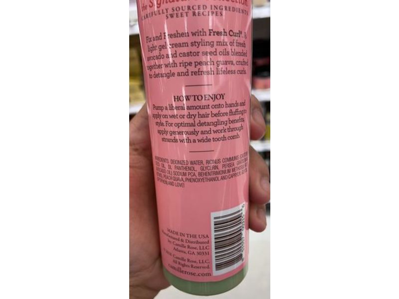Camille Rose Fresh Curl Revitalizing Hair Smoother, Avocado & Castor Oil, 8 oz/240 mL
