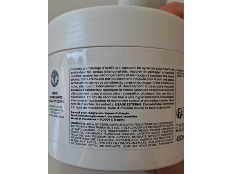 Uniferco Nourishing Face & Body Cream, Panthenol and Shea Butter, 450 mL