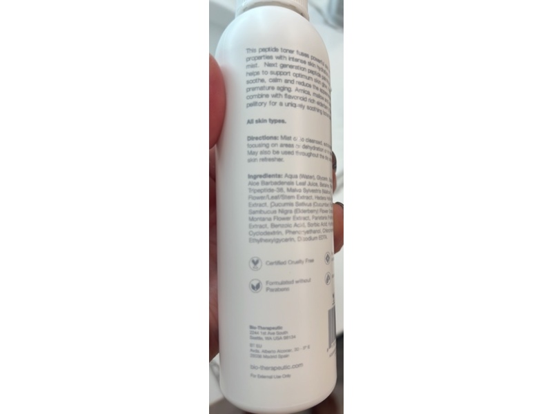 Bio-Therapeutic Aquafuse Hydrate Toner, Peptide, 6 fl oz/180 mL