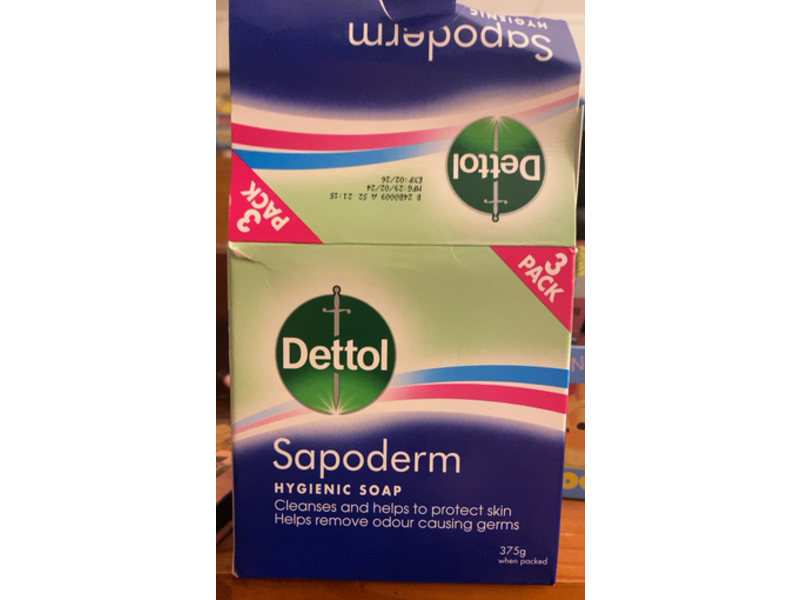 Dettol Hygienic Soap, Sapoderm, 375 g, Pack Of 3