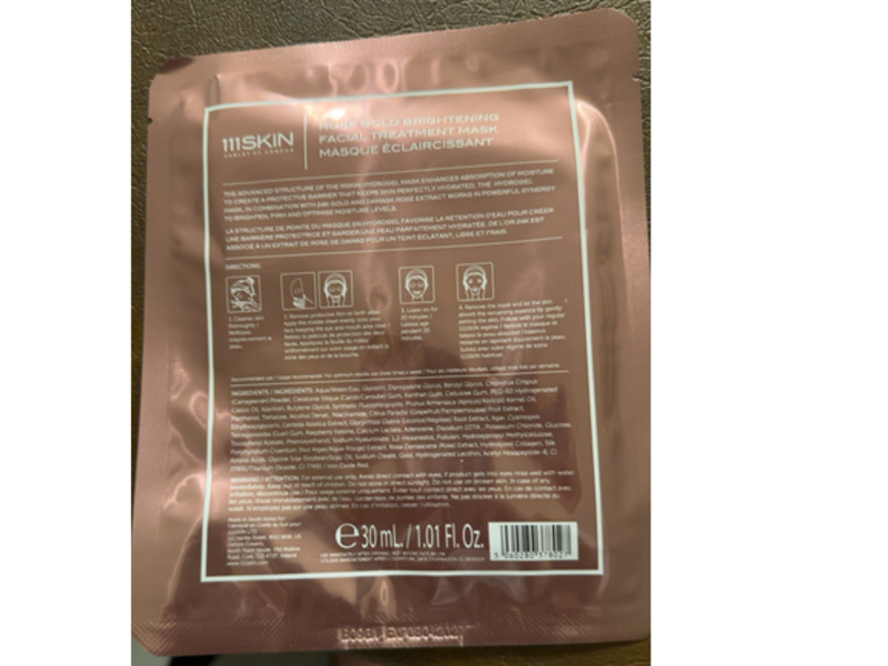 111Skin Brightening Facial Treatment Mask, Rose Gold, 1.01 fl oz/30 mL, 5 Count