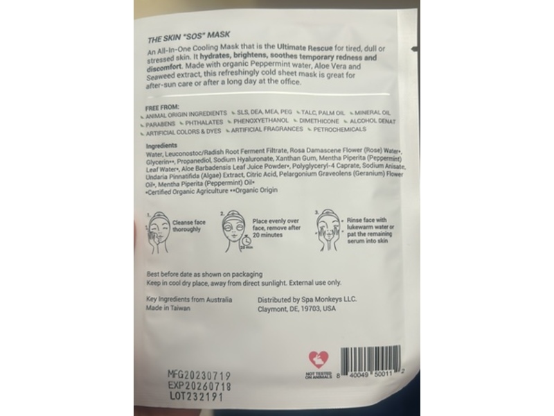 Snow Fox Skincare Face Mask, Arctic Breeze Rescue, 0.84 fl oz/25 mL