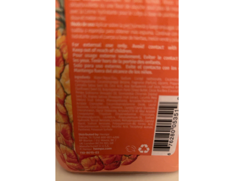 Hempz Herbal Body Wash, Sweet Pineapple & Honey Melon, 17 fl oz/500 mL