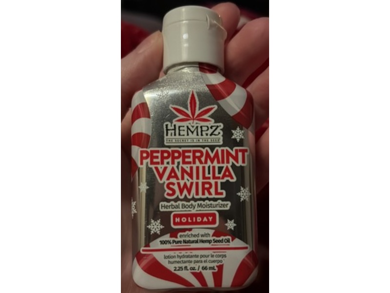 Hempz Herbal Body Moisturizer, Holiday, Peppermint Vanilla Swirl, 2.25 fl oz/66 mL