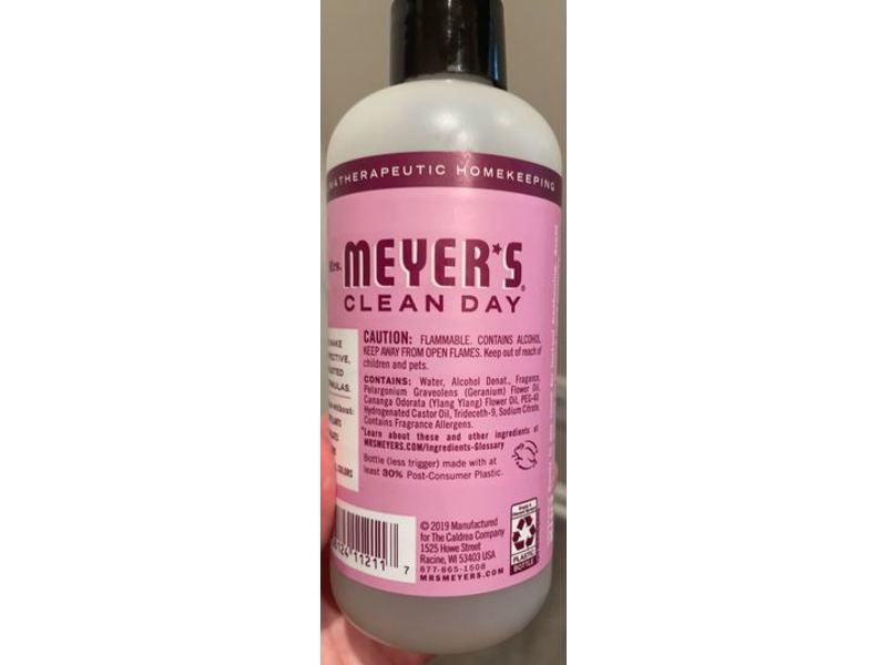 Mrs. Meyer's Clean Day Room Freshener, Non-Aerosol, Essential Oils, Peony Scent, 8 fl oz/236 mL