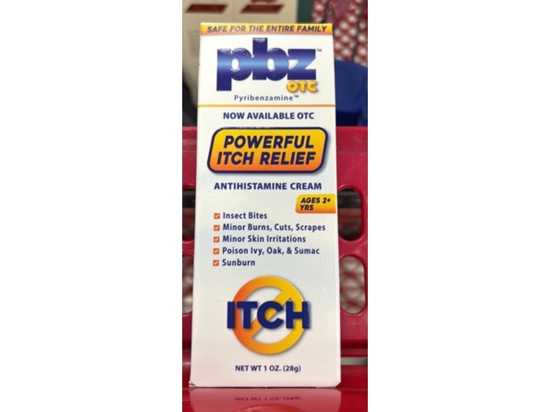 PBZ OTC Itch Relief Antihistamine Cream, 1 oz/28 g