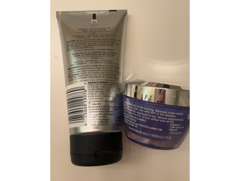 Olay Regenerist Retinol 24+ Peptide Night Hydrating Moisturizer & Retinol Facial Cleanser Set