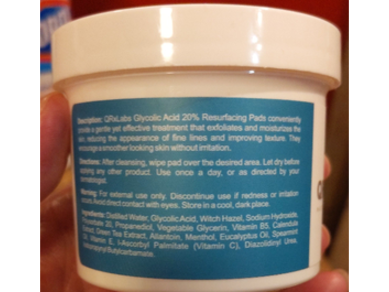 QRxLabs Glycolic Acid 20% Resurfacing Pads, 50 Count