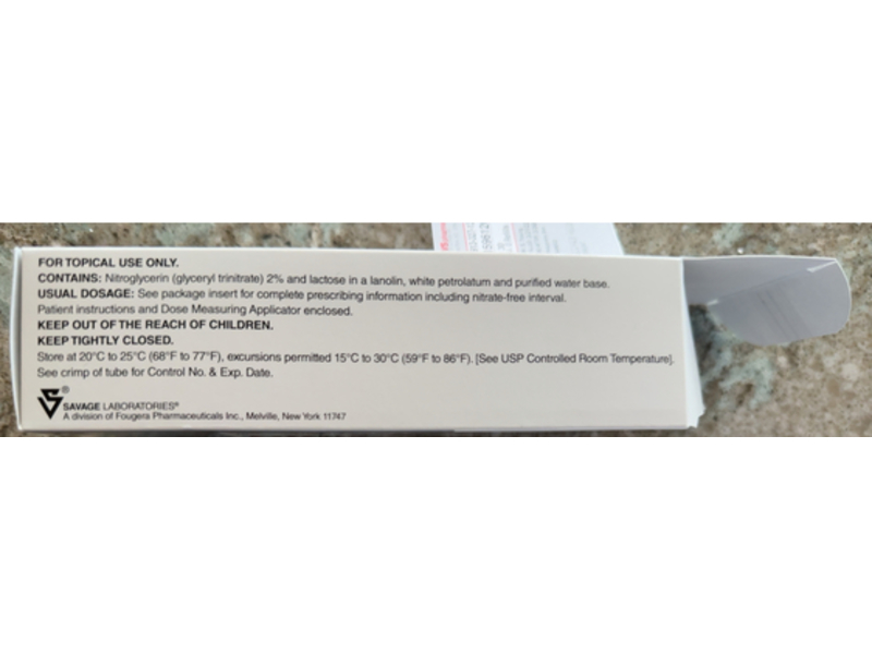 Nitro-Bid Nitroglycerin Ointment Usp, 2%, 30 g, Savage Laboratories (RX)