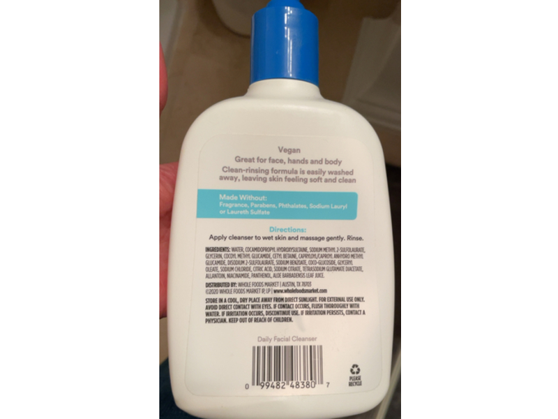 365 Whole Food Market Daily Facial Cleanser, 16 fl oz/473 mL