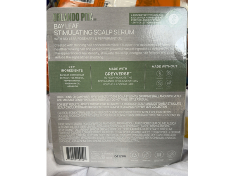 Orlando Pita Stimulating Scalp Serum, Bay Leaf + Rosemary & Peppermint Oil, 2 fl oz/60 mL, Count 2